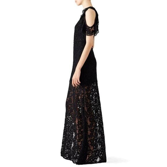 Alexis Black Open Shoulder Evie Lace Gown $650 - Picture 5 of 7